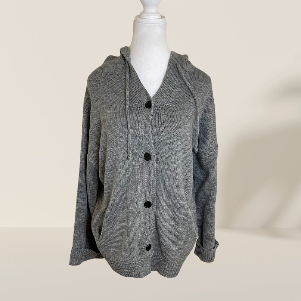 Misslook Gray Hooded Knit Cardigan – Size M 🖤 Cozy & Casual